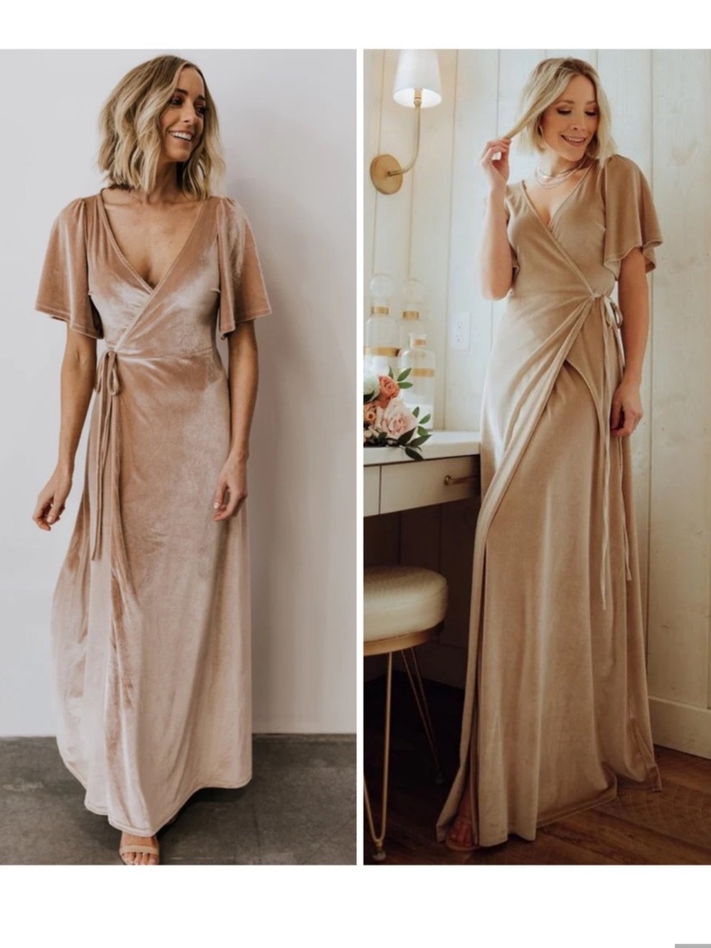 Baltic Born Meghan Velvet Wrap Dress- Champagne